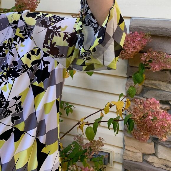 JM Collection, colorful long sleeved blouse, decorated with rhinestones,XL - Picture 5 of 10